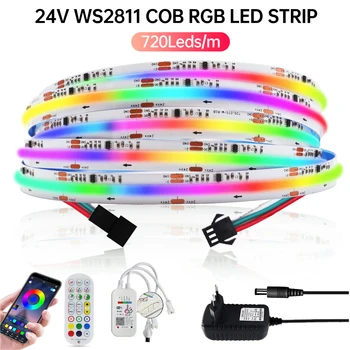 WIFI Bluetooth APP контрол WS2811 мечта цвят COB LED лента телевизия подсветка стая декорация 720LEDs пиксел FCOB лента светлина 12V 24V