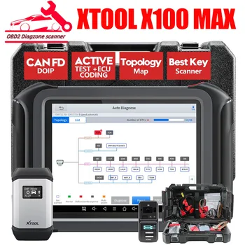XTOOL X100 MAX Автоматичен програмист на ключове IMMO Elite диагностичен инструмент с KC501 ECU кодиране Пълна двупосочна актуализация на Contrl X100 PAD3
