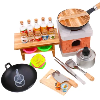 y1-Мини кухненски бокс комплект за момче и момиче, миниатюрни играчки за храна, кухненска посуда, готварска печка, семейни играчки