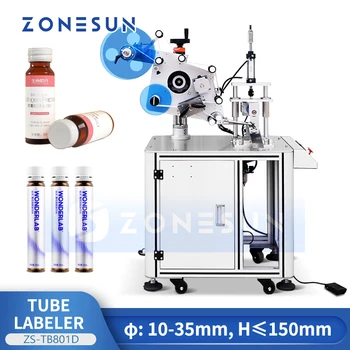 ZONESUN ZS-TB801D Полуавтоматична машина за етикетиране на бутилки за бутилки с Coder Tag Label Maker
