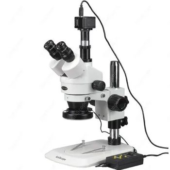 Zoom стерео микроскоп--AmScope доставя 3.5X-90X Zoom стерео микроскоп w 3MP камера + 144-LED 4-зонова светлина