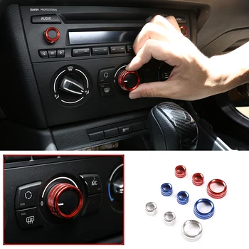 Алуминиева сплав Регулиране на обема на автомобила Пръстен Копчета за климатик Аудио кръг Trim за BMW X1 E84 2013 2014 2015 Аксесоари за кола