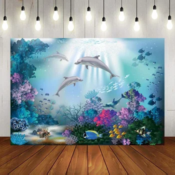 Голямата бяла акула коралов риф под морето бебе душ фотография Wonderland рожден ден парти фон фон банер декор