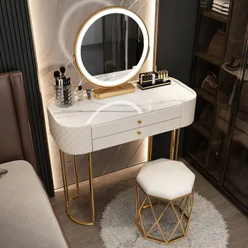 Грим суета маса с огледало тоалетка Nordic скринове спалня скрин луксозна светлина суета бюро мебели за спалня