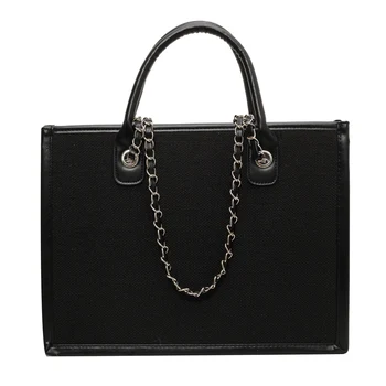 Дамски платнени чанти Висококачествена дамска верига Чанти за рамо с голям капацитет Модни женски чанти за жени Нови
