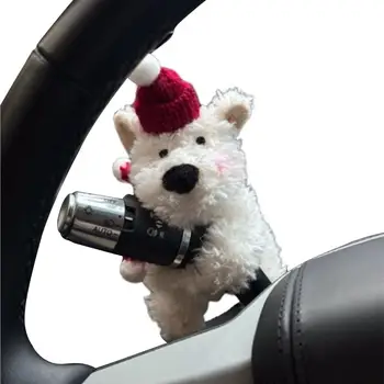 Декорация на кола кукла плюшено куче, носещо шапка Табло декорации Сладки аксесоари за кола Куче плюшени играчки за раница Кола У дома