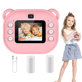 Детска камера 1080P видеорекордер 2 инчов екран преносим цифров фотоапарат играчка снимка незабавен печат мини малко дете камера селфи дете