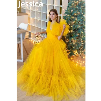 Джесика принцеса Абитуриентски рокли Фея 3D цветя вечерна рокля тюл А-образни официални поводи Елегантна дама сватбено парти рокля