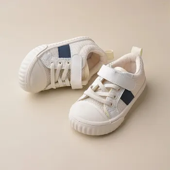 Добро качество ежедневно открит унисекс деца бяла мрежа дишаща удобни маратонки кръг пръсти защита безопасни ежедневни обувки EK9S38