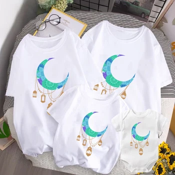 Ейд Мубарак Семейна тениска Рамазан риза Малък Байрам дрехи Ейд Ал Фитр ислямски деца жени мъже бебе т риза бебе боди