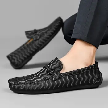 Естествена кожа Дъг обувки Мъжки 2023 пролет и лято меко дъно приплъзване лофт кожени обувки британски корейски случайни breathabl