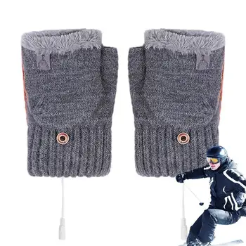 Зимни отоплителни ръкавици Нагреватели за ръце Жени USB електрически ръкавици за отопление Двустранно отопление Еластични меки електрически отопляеми ръкавици за