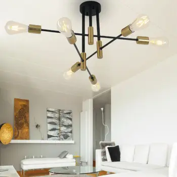 Индустриален полилей полу флъш монтиран таван лампа осветително тяло хол кухня трапезария фоайета