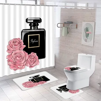 Козметика Парфюм и цвете душ завеса Изберете свой собствен размер по поръчка 3D отпечатани баня декор комплект с куки висящи завеса