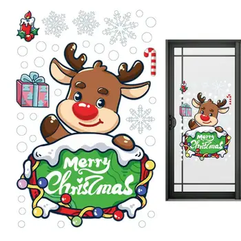 Коледен прозорец прилепва Коледа карикатура снежен човек прилепва стикери тема парти орнаменти за прозорец стъклени врати домакинство