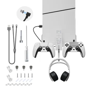 Конзола за съхранение на стена за PS5 Slim Stand Space Saving Gamepad Headphone Holder Cable Kit For PS5 Gaming Accessory