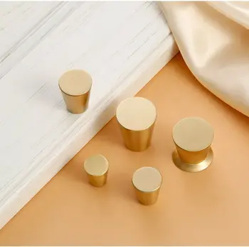 конус форма прости T форма издърпайте дръжки златен месинг материал кръг скрин копче мебели хардуер дръжки врати чекмеджета копчета