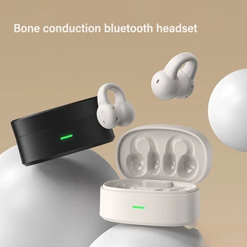 Костна проводимост слушалка Bluetooth 5.3 ухо клип на ухото обица безжични слушалки TWS намаляване на шума спортни слушалки ухо кука