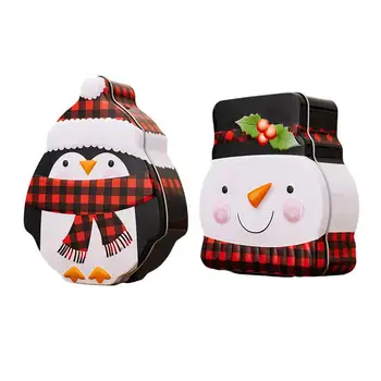 Ламарина Празни кутии Снежен човек Пингвин кутии за бонбони кутии Снежен човек Коледа тема празни кутии бонбони калай ламарина с капаци за