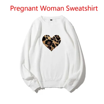 леопард модел любов печат пуловер майчинство жена суитчър подкрепа мода корейски версия бременна жена пуловери идея готино