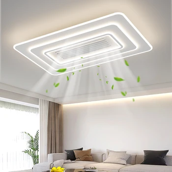 Модерни лампи за таванен вентилатор без лопатки Регулируеми с дистанционно управление 6 зъбни колела Вътрешно LED осветление Спалня Всекидневна