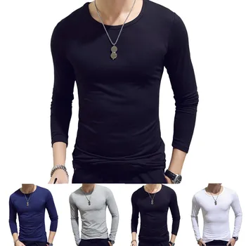 Мъже Термо бельо Camiseta Termica Спорт отгоре Кръгло деколте Тениска с дълъг ръкав Проста тънка долна риза Зимна топла пижама