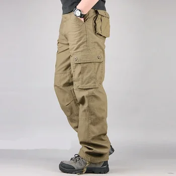 Мъжки карго панталони мъжки ежедневни мулти джобове военни голям размер 44 тактически панталони мъжки връхни дрехи армия прави панталони дълги панталони
