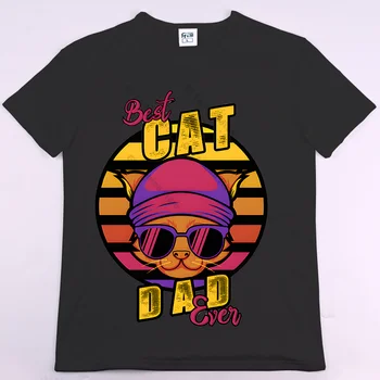 Най-добър татко котка някога Графични тениски Улично облекло Hombre Естетически черен хумор Уникален Harajuku извънгабаритни риза гореща продажба Kawaii