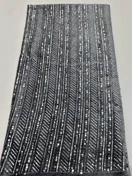 Най-новата африканска кадифена дантела 2024 висококачествена популярна нигерийска дантелена тъкан бродирана френска дантела за рокля 5 ярда