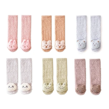 Неплъзгащи се бебешки чорапи Малки деца момичета момчета памучни чорапи топли удобни чорапи