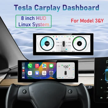 Нов дизайн Tesla Heads Up Display Model 3 Y Digital Dashboard 8 инчов сензорен екран Carplay Android Auto за Tesla HUD Power Speed