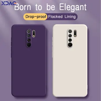 Оригинален квадратен течен силиконов калъф за телефон за Xiaomi POCO M2 Pro POCOM2 презареден M2Pro обектив защитен мек корпус на задния капак