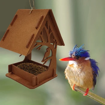 Открит хранилка за птици прозорец къща форма градина ветроупорен балкон двор декорация птица хранилка контейнер за храна с въже