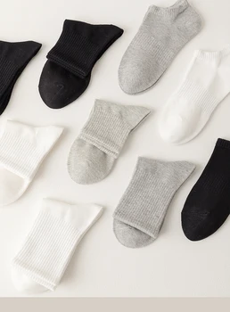 Памучни чорапи за мъже и жени, бял цвят, подходящи за пролетта и есента, средна дължина на прасеца
