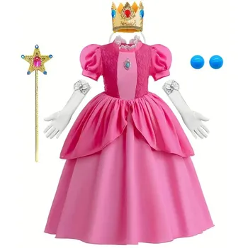 праскова принцеса Хелоуин костюм за деца момиче рожден ден парти косплей принцеса праскова рокля Carnical момиче Хелоуин костюм