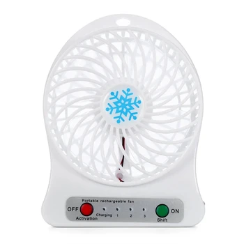 Преносим акумулаторен LED светлинен вентилатор Въздушен охладител Мини бюро USB Трети вентилатор на вятъра Охлаждане Ръчен мини вентилатор