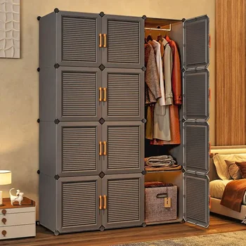Простота Домакински гардероб Мебели за спалня Организатор на облекло Rack Сглобяване на шкафове за съхранение Прахоустойчив сгъваем шкаф