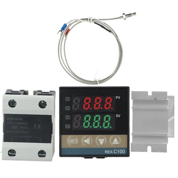 Професионален REX C100 температурен контролер SSR 25DA K термодвойка Heat Sink Kit за оптимално управление на температурата
