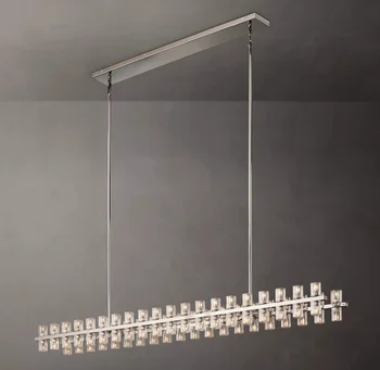 Ретро LED полилеи Линеен месинг /хром/черен метал кристални лампи спалня хол трапезария светлини
