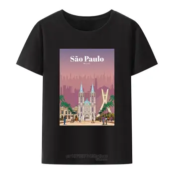 Сао Пауло Бразилия Памучна тениска Пътуване Възпоменателен комичен стил Y2k върхове O-образно деколте Tees Улична мода тениски Koszulki новост