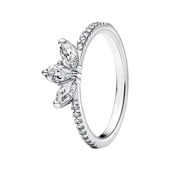 Сватбени халки Хербарий клъстер стека пръст пръстени за жени 925 стерлинги сребърни бижута маркиз круша цвете венчелистче мъниста набор CZ