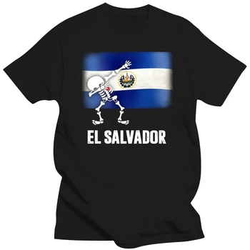 Смешни Мъжка тениска Дамска новост тениска Dabbing Скелет Ел Салвадор Флаг Хелоуин риза Тениска