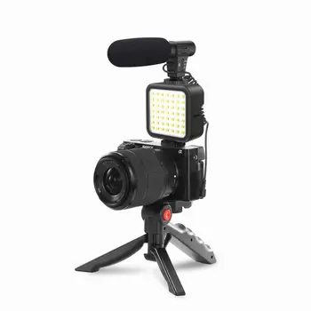 Студийна фотография LED видео светлина Влог комплекти за снимане костюм с микрофон LED запълване светлина статив за смартфон камера видео