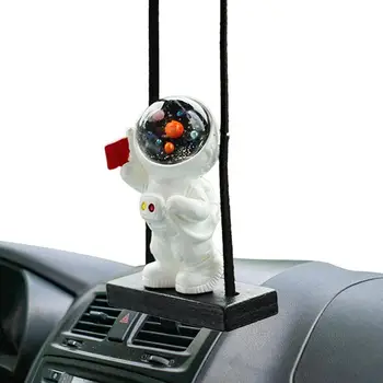 Творчески телескоп астронавт автоматично огледало за обратно виждане висящи висулка декор кола орнаменти карикатура сладък люлка астронавт аксесоари