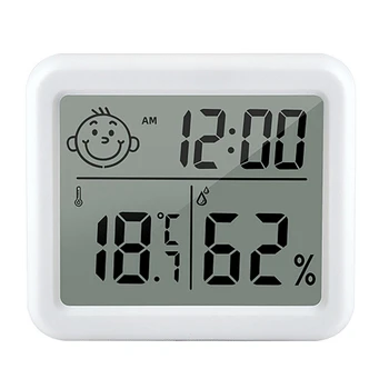 Ултра тънък цифров термометър Автоматичен електронен монитор за влажност Будилник LCD вътрешен сух хигрометър