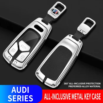 Цинкова сплав кожа кола ключ случай капак чанта за ключове за Audi a1 a3 8v a4 b9 a5 a6 c7 q3 q5 q7 tt Държач Shell Аксесоари за автоматична защита