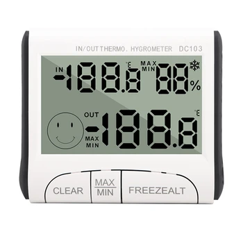 цифров LCD термометър хигрометър вътрешен мини температурен влагомер сензор със сонда метеорологична станция аларма за замръзване